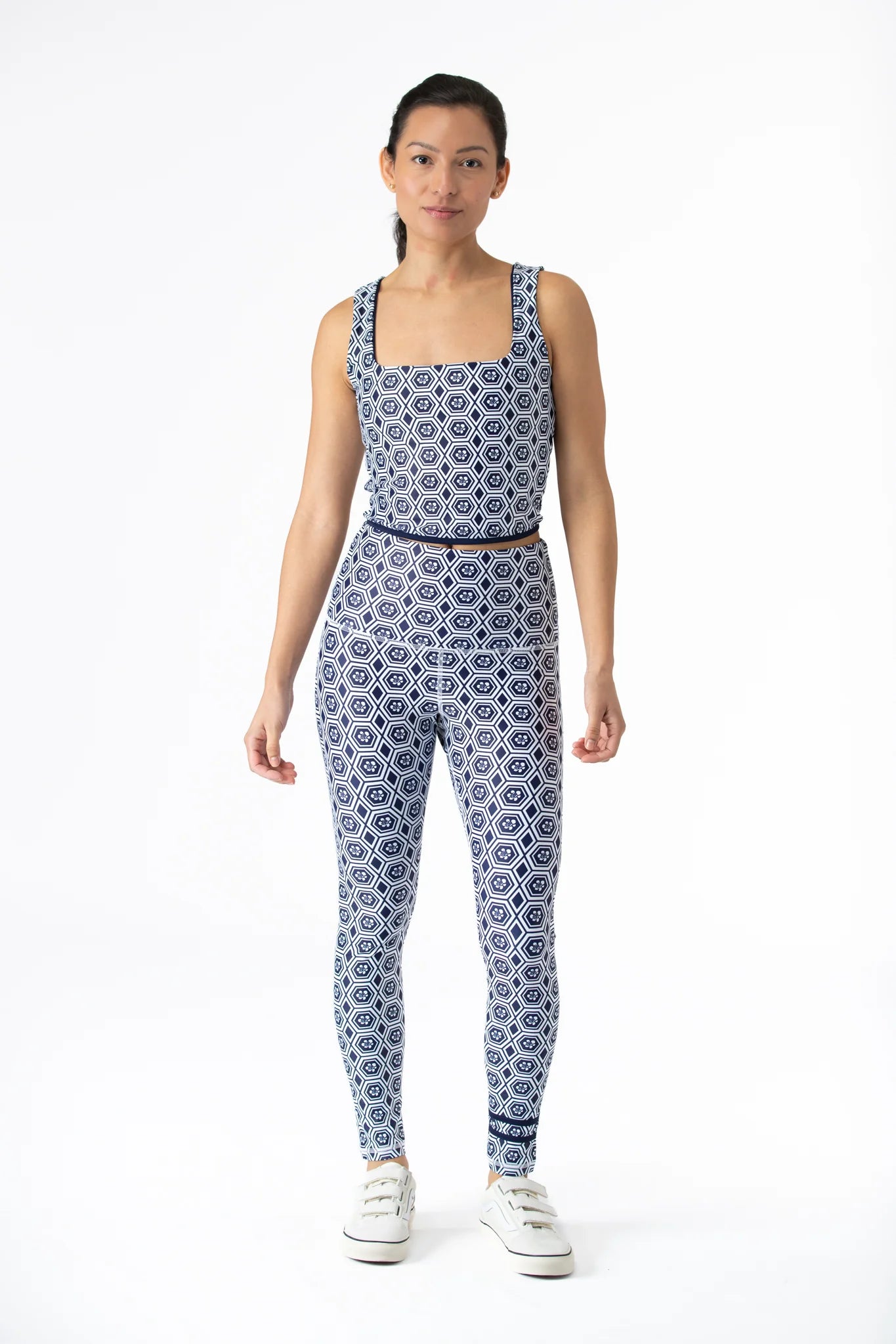 Maxine Reversable Crop Top - Navy Honeycomb