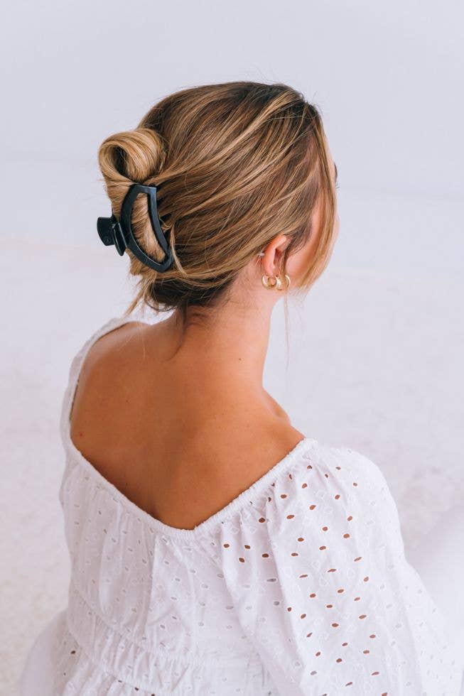 TELETIES - Open Hair Clip | Med. | Jet Black