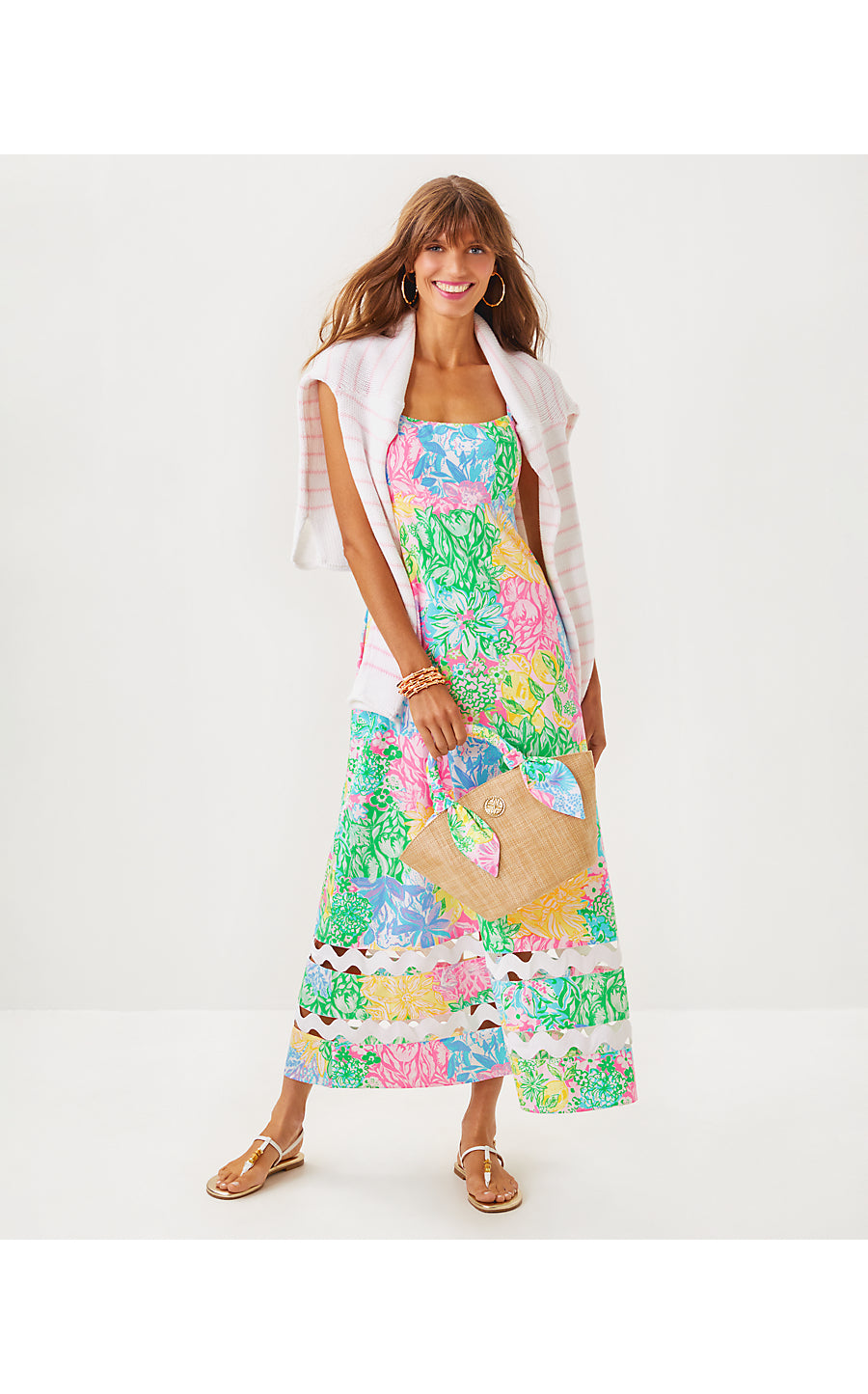 HALIEY MIDI DRESS - MULTI - BRIGHT DELIGHT PATCH