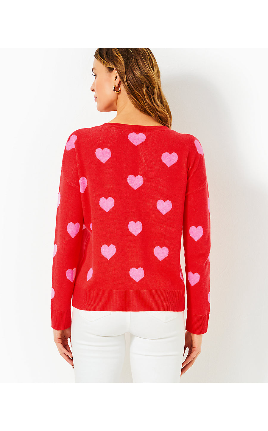 TENSLEY SWEATER - ROCOCO RED - HEARTS JACQUARD