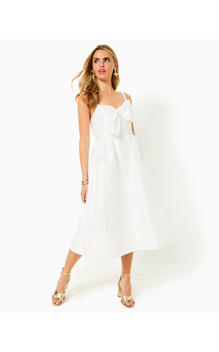 ellara jacquard midi bow dress Lilly Pulitzer Ellara Jacquard Bow Midi-Dress