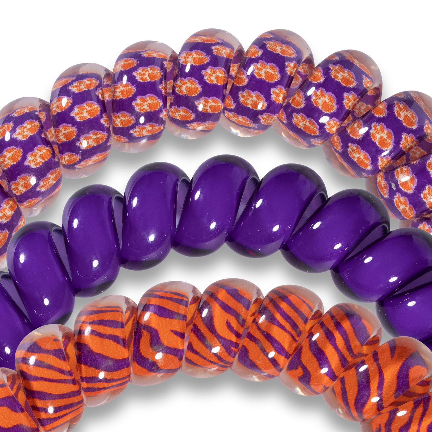 TELETIES - Spiral Hair Coils | Large | Clemson Univ. Hair Ties