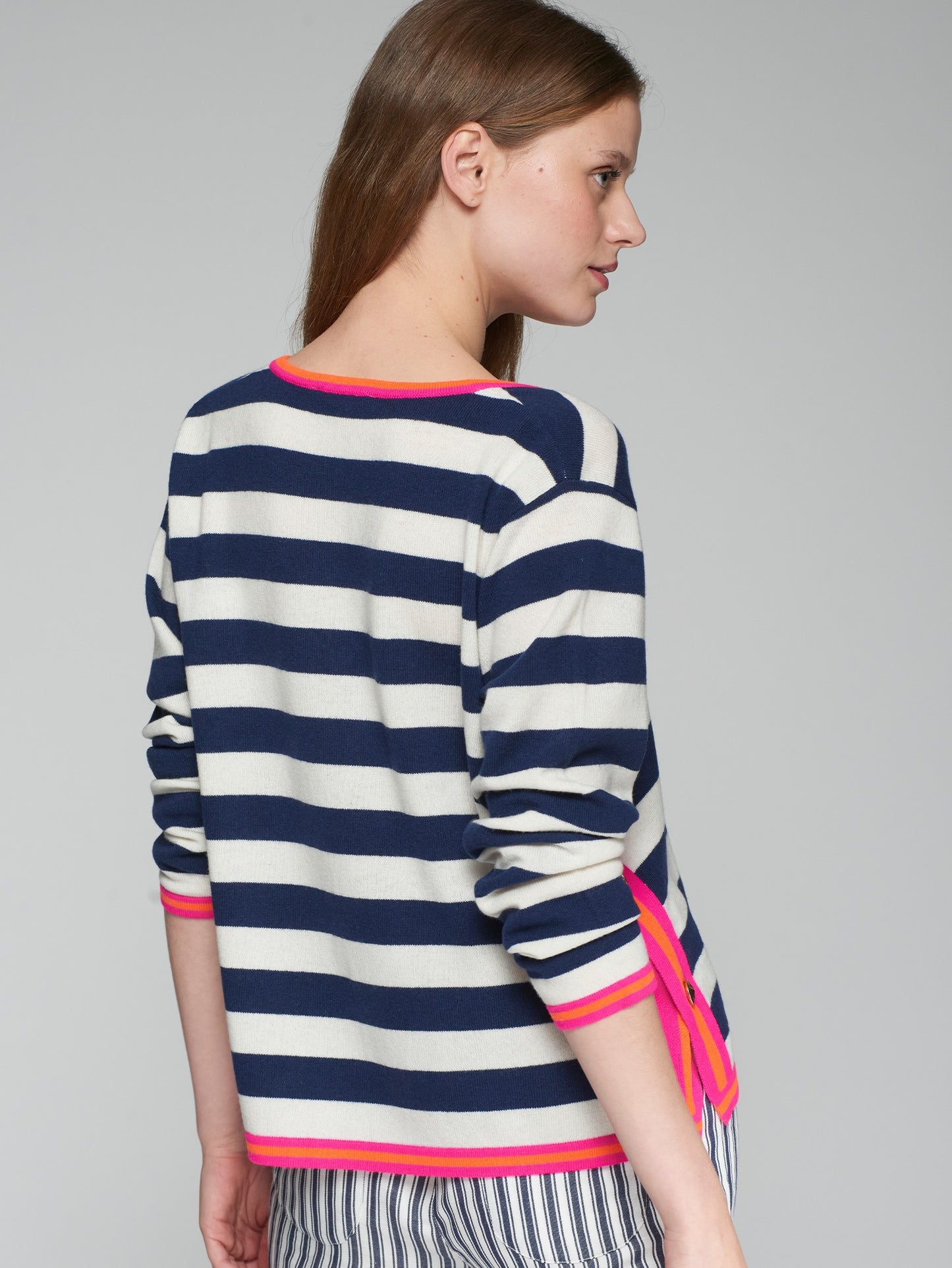 KNITWEAR COLOR BLOCK SWEATER - RAYAS MARINO