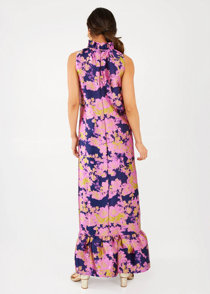 Camille Gown Navy Abstract Jacquard