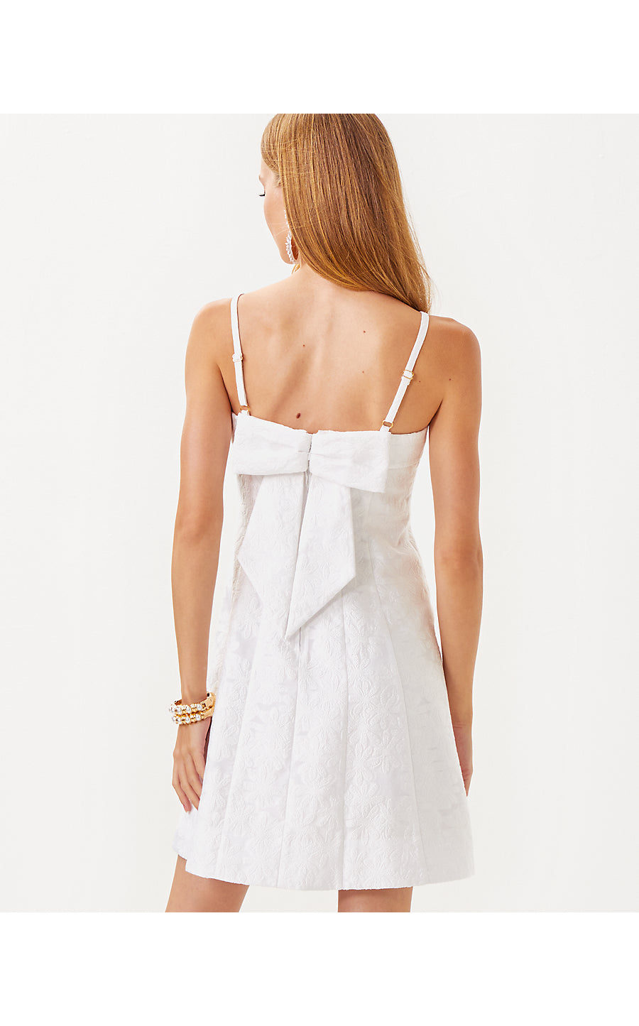 MARISSA DRESS - RESORT WHITE - PEONY BLOOM ORGANZA JACQUARD
