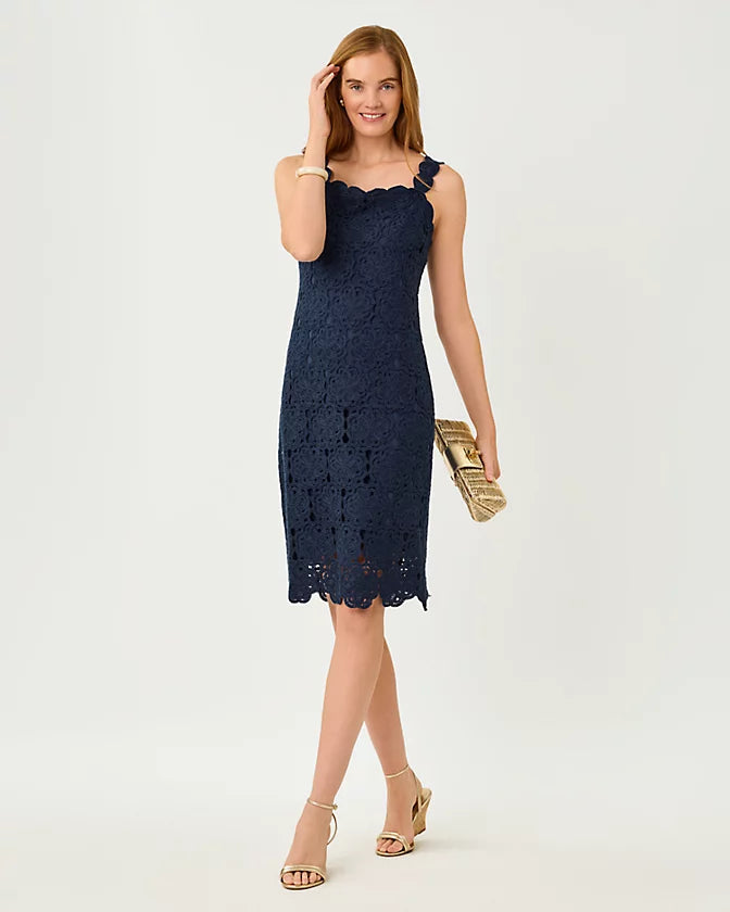 FABIAN CROCHET MIDI DRESS - LOW TIDE NAVY