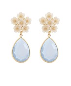Cluster Flower Teardrop Earrings - Blue Opal