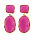 Geometric Oval & Square Earrings - Orange/Gold
