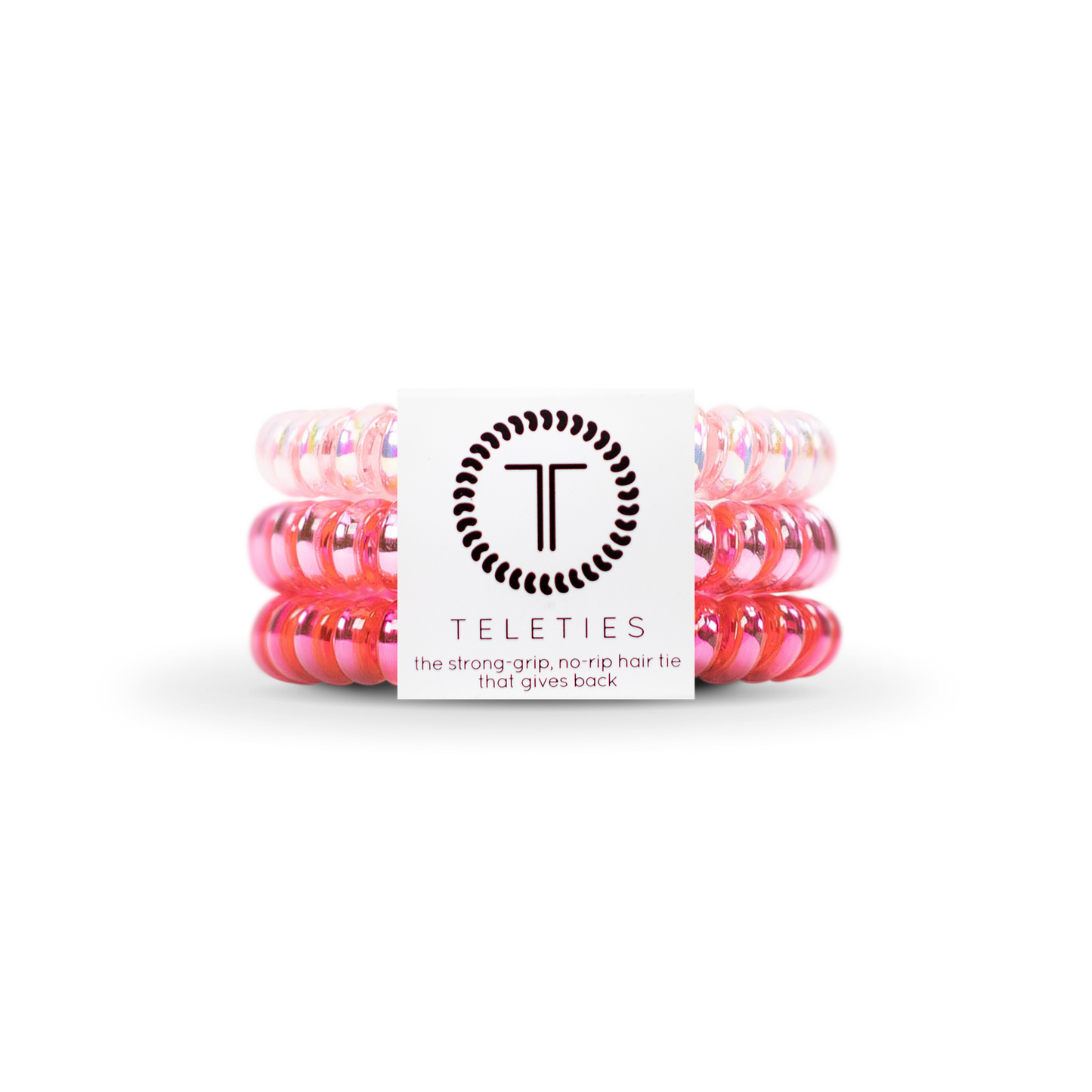 TELETIES - Spiral Hair Coils | Small | Think Pink Hair Ties