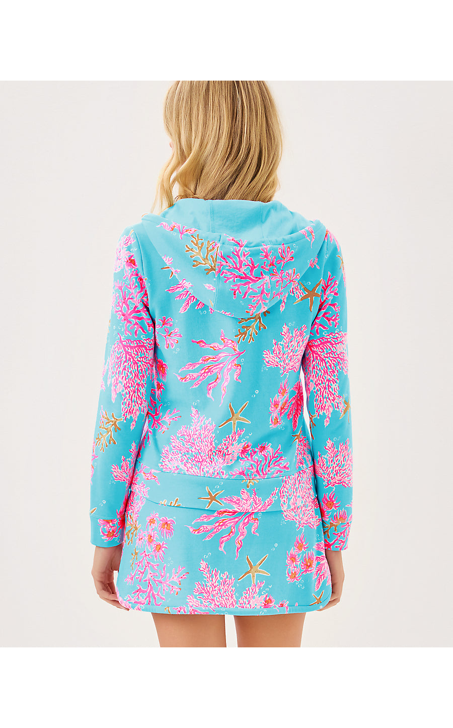 AVIDA ZIP-UP TERRY HOODIE - MULTI - ROYAL CORAL