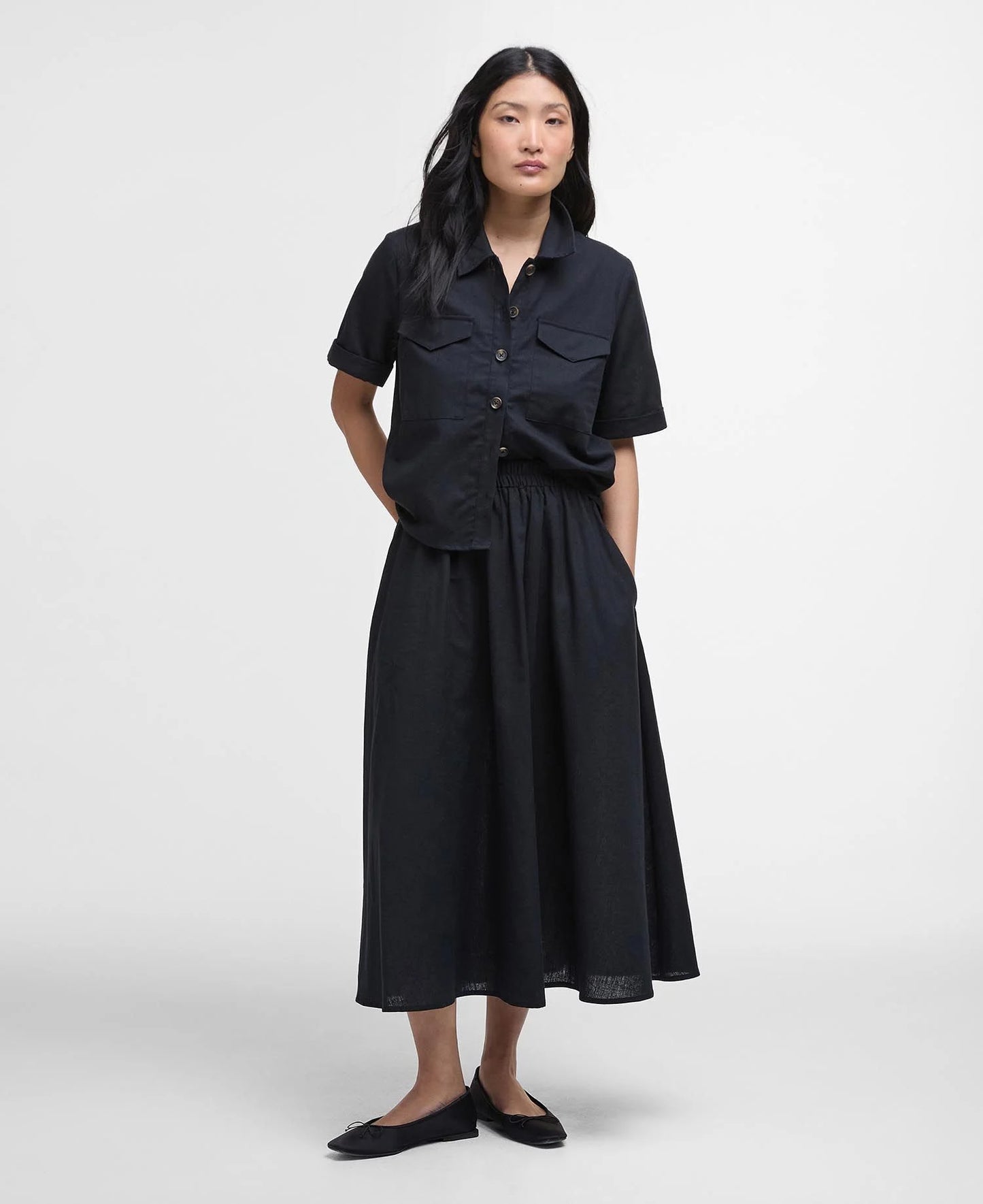 ELSIE SKIRT - BLACK LINEN
