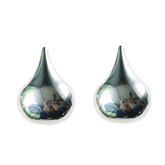 1 in Silver Tear Drop Statement Studs