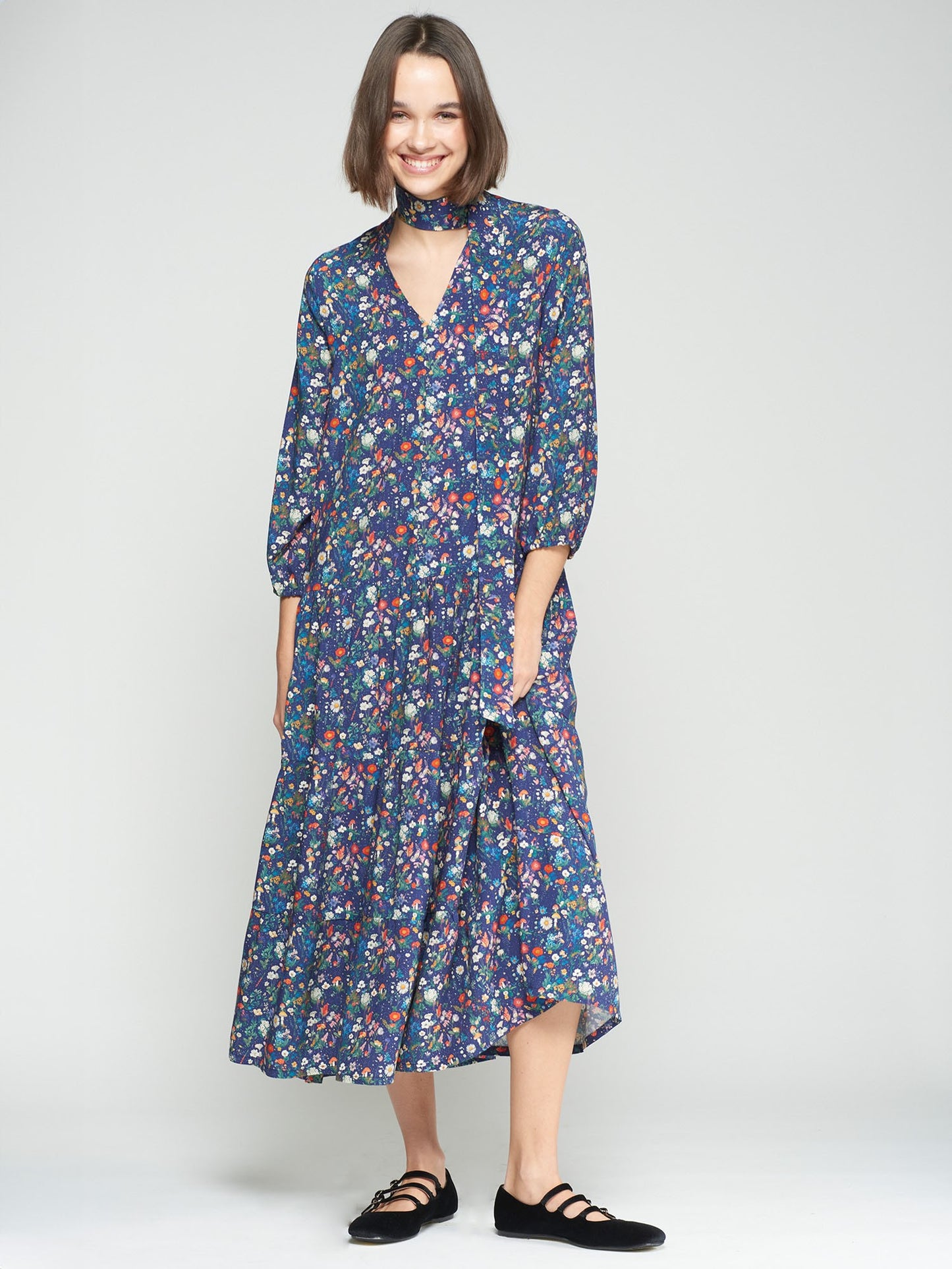 DAHLIA EST FLORAL MARINO DRESS