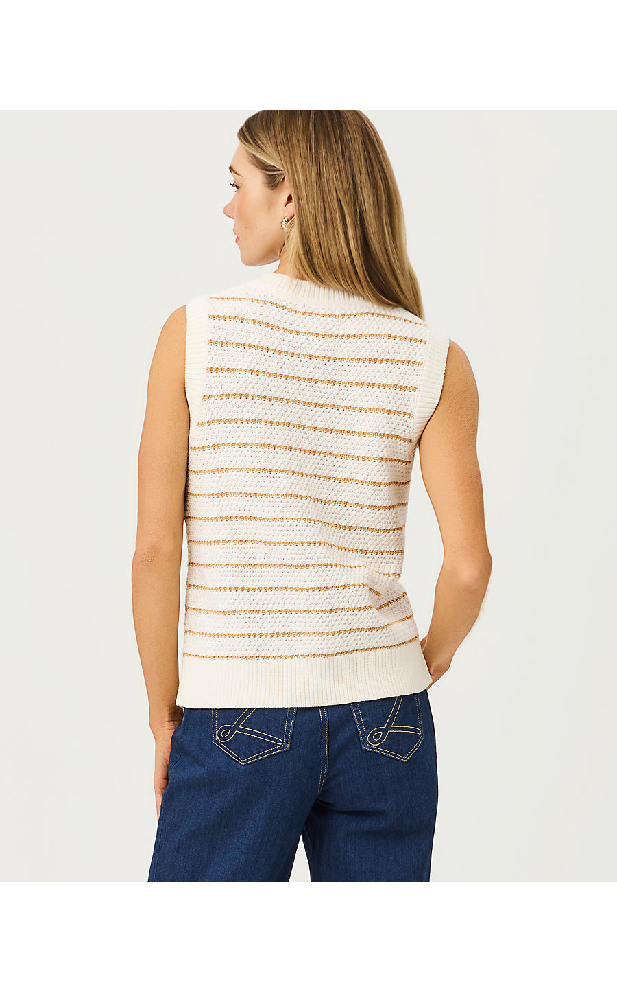 SHAYNA SWEATER VEST - COCONUT - PALM TREE STRIPE