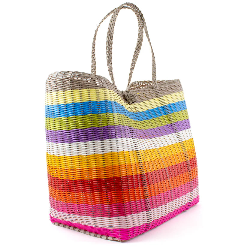 LARGE - Lined Paper Stripe in Bright Multi-Colors | Putty Handle