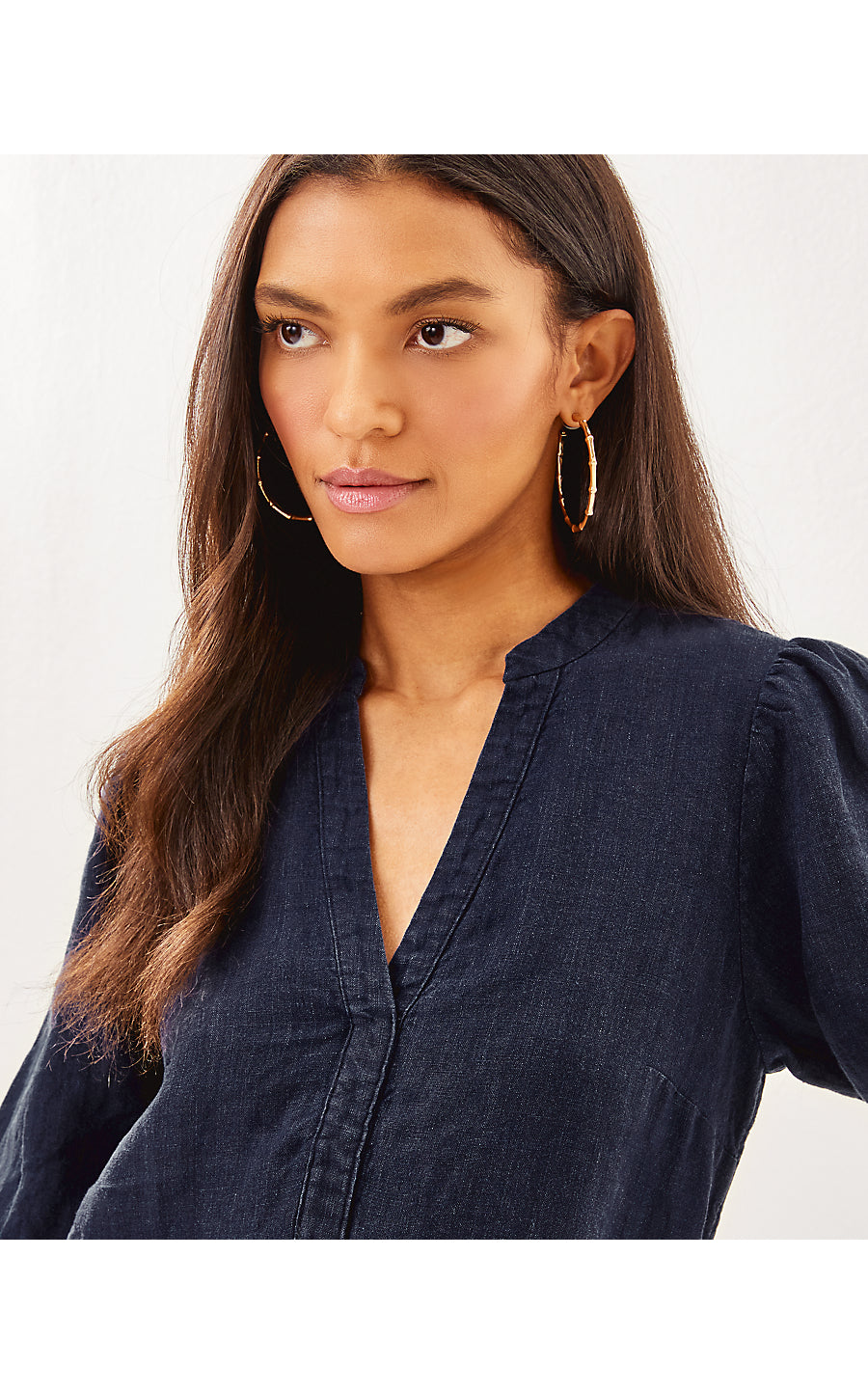 MIALEIGH ELBOW SLEEVE LINEN - TRUE NAVY X TRUE NAVY
