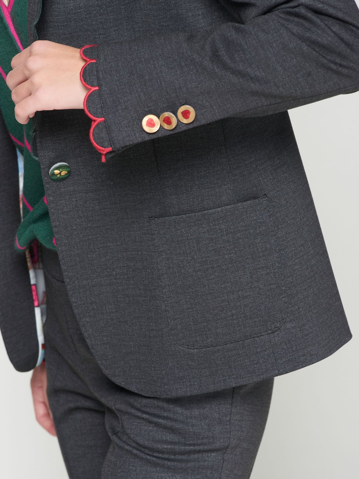 JACKET HILLARY EMB GRIS FIL A FIL ELASTIC