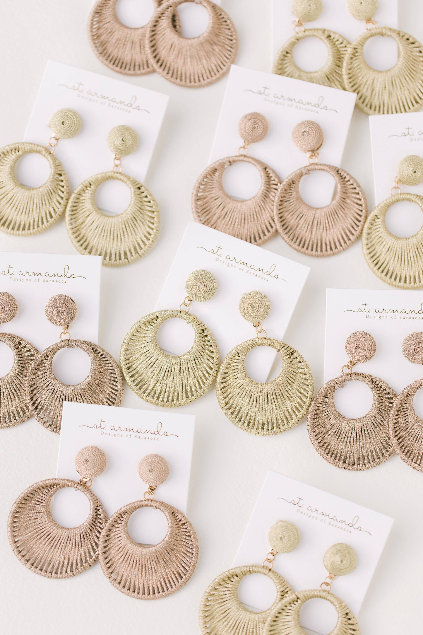 St Armands Designs of Sarasota - Gold Metallic Wrapped Bali Statement Drop Earrings