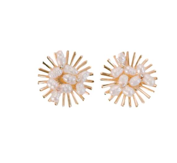 SUNBURST PEARL STUDS