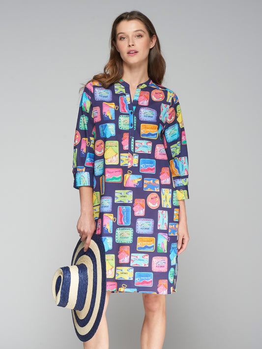 DANI DRESS - NAVY SARDINES