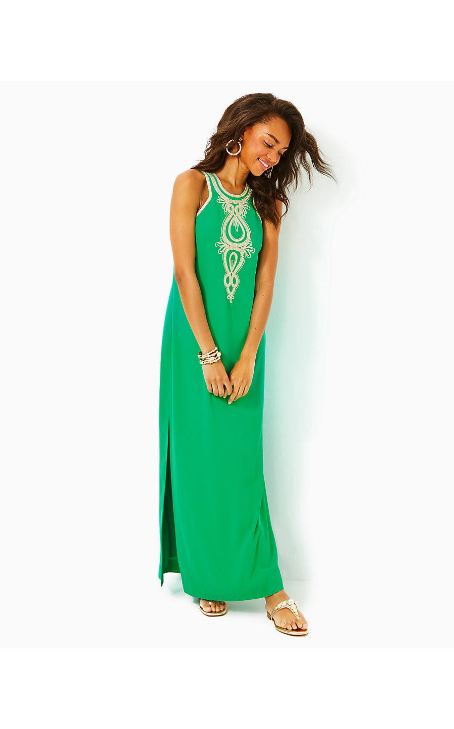 TAYLANE EMBROIDERED MAXI - BRAZILIAN GREEN