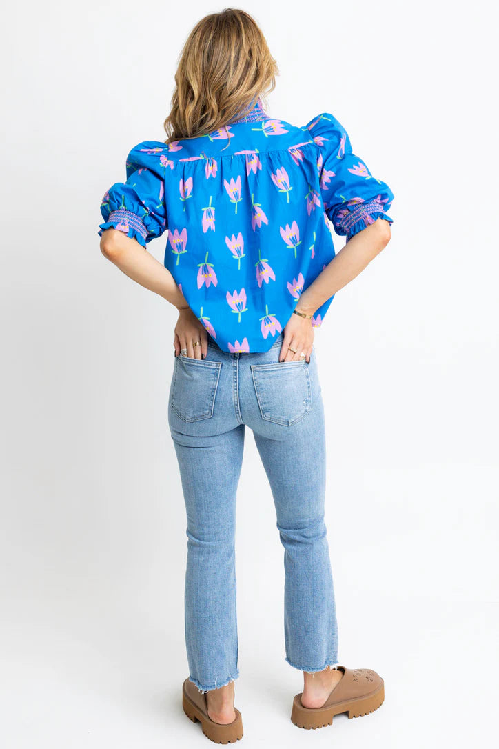 Poppy Ruffle Novelty Puff Sleeve Top