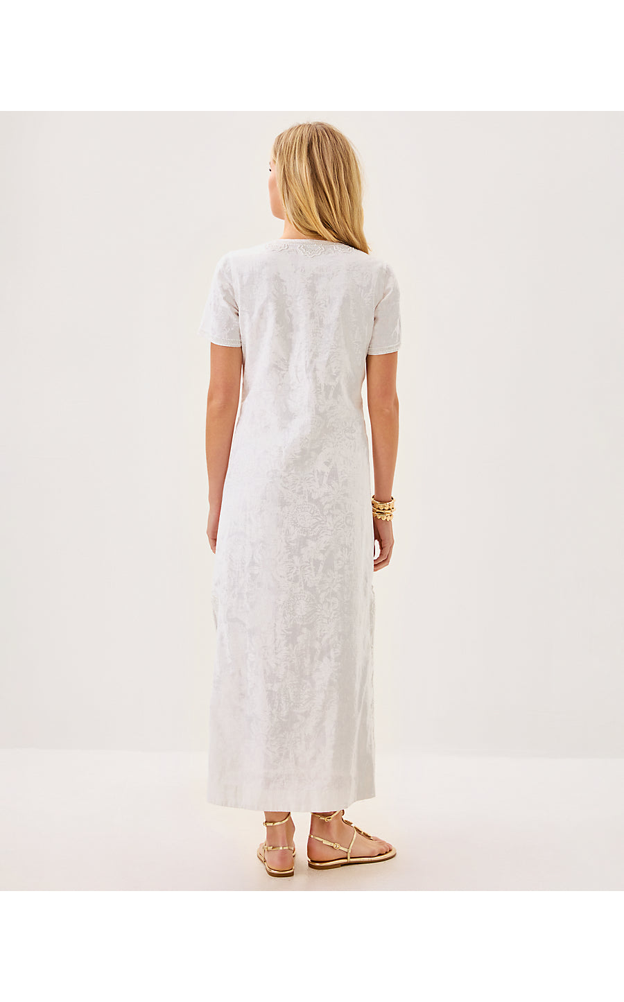 ARIELLA LINEN MAXI DRESS - RESORT WHITE - CATCHIN RAYS OVERPRINT