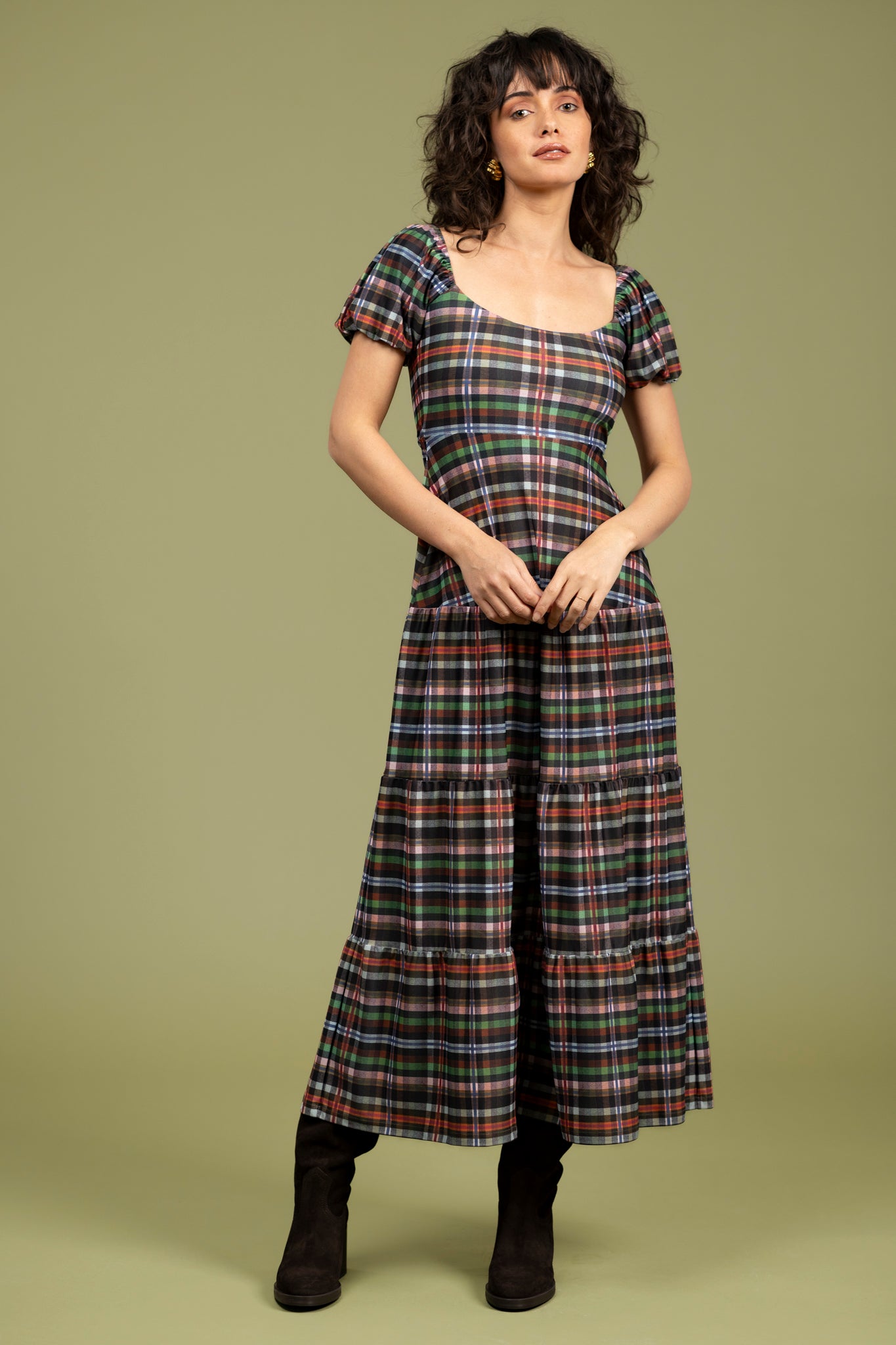 HEIDI DRESS - STOCKHOLM PLAID Pink Bee GVL HEIDI DRESS - STOCKHOLM PLAID Pink Bee GVL