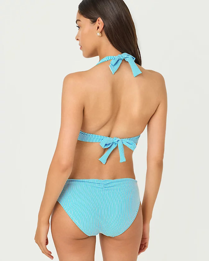 Ketos Bikini Top - Capri Blue Seersucker Stripe
