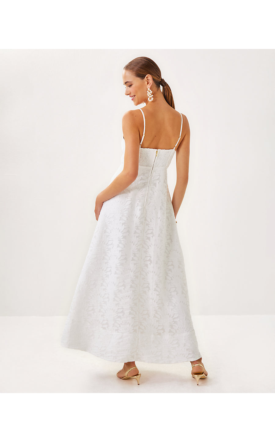 SARAHLYNNE MAXI DRESS - RESORT WHITE - STACKED PALM BURNOUT
