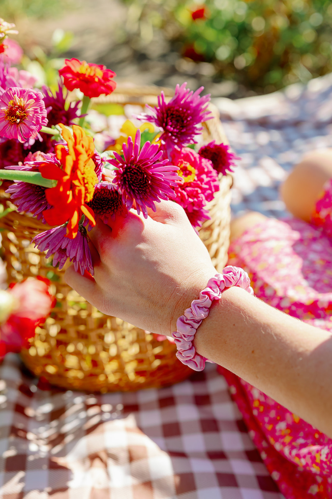TELETIES - Silk Hair Scrunchie | Small | Rose All Day