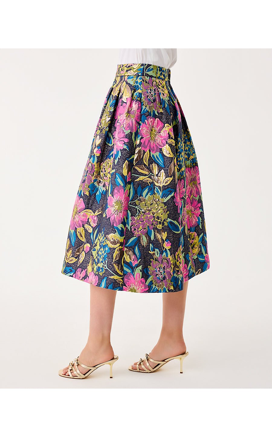 ELYCE MIDI SKIRT - MULTI - CANOPY BLOOMS FLORAL JACQUARD