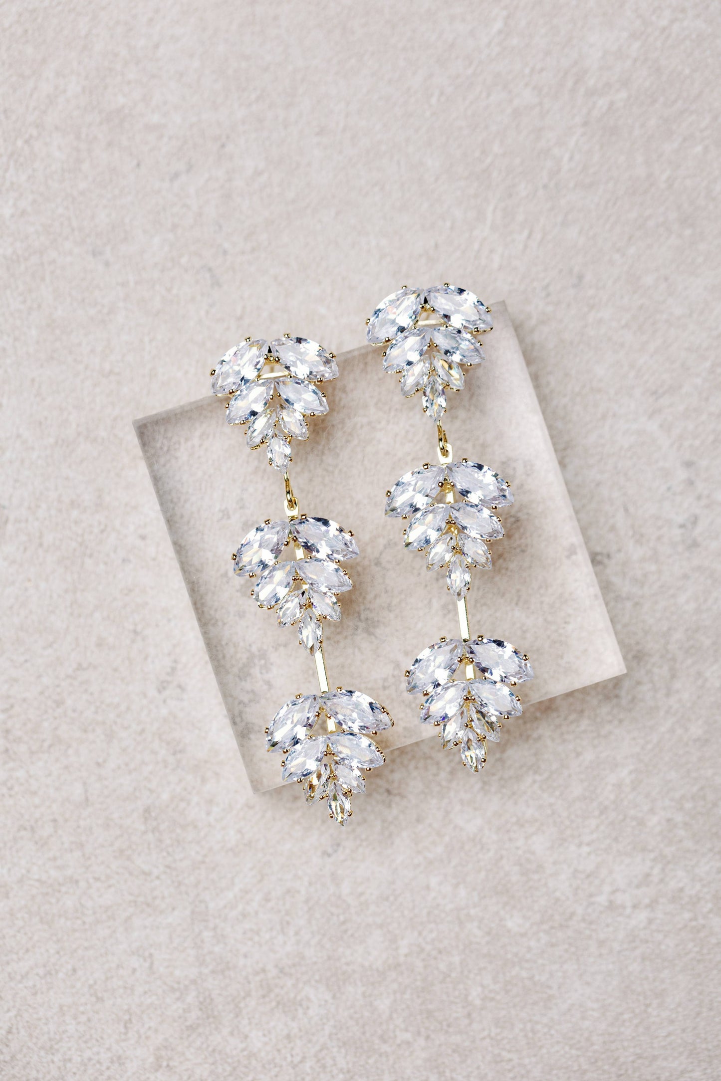 St Armands Designs of Sarasota - Gold Palm Diamond Drop Earrings