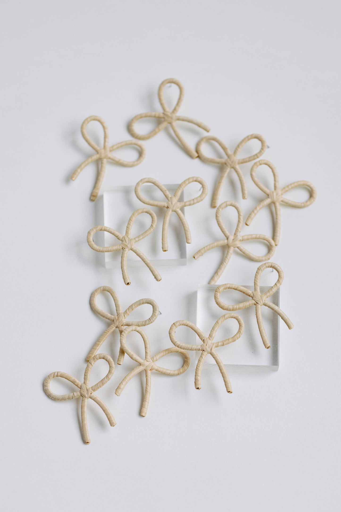 St Armands Designs of Sarasota - Natural Raffia Wrapped Bow Statement Earrings