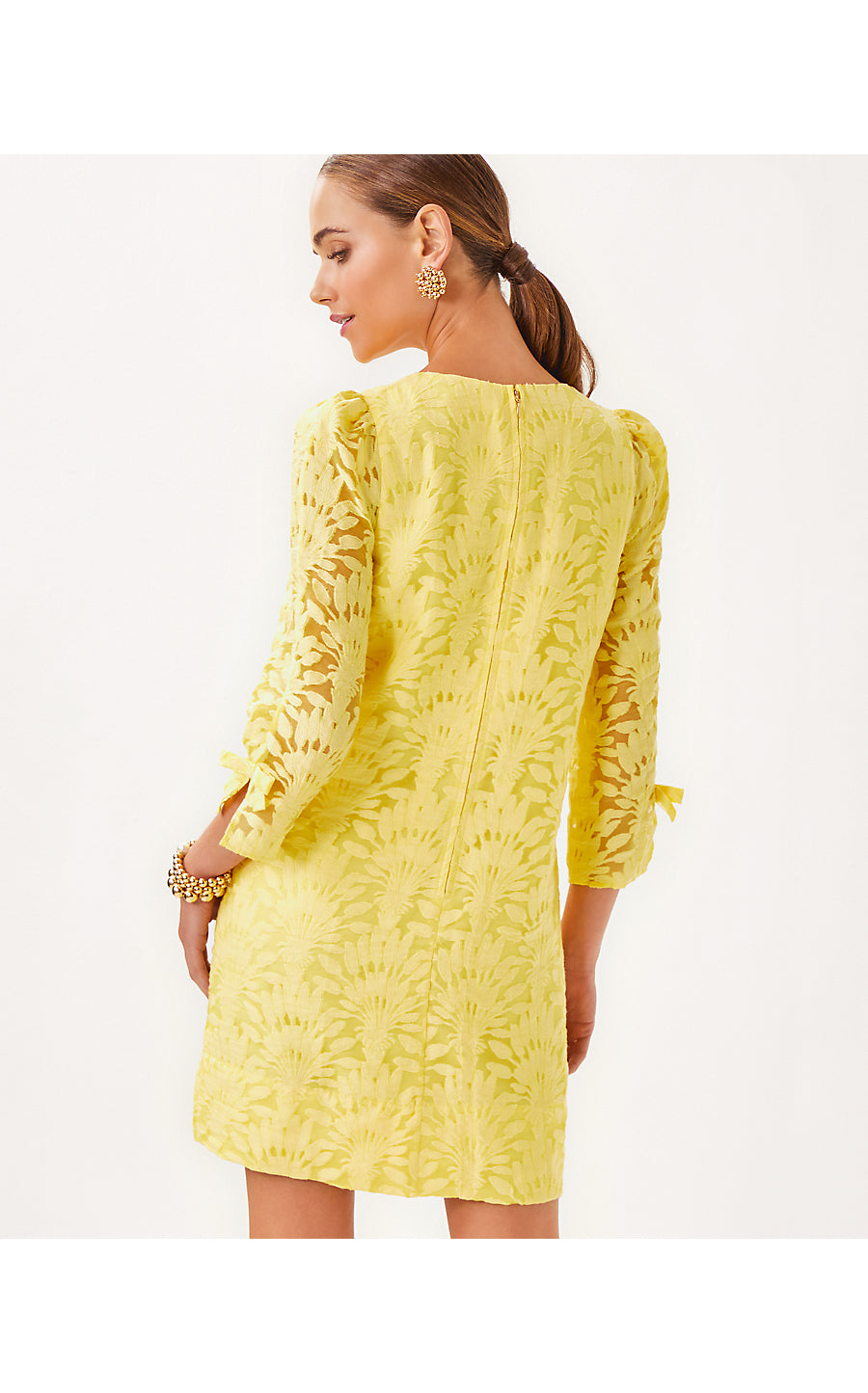 KAVIANNA DRESS - FINCH YELLOW - STACKED PALM BURNOUT