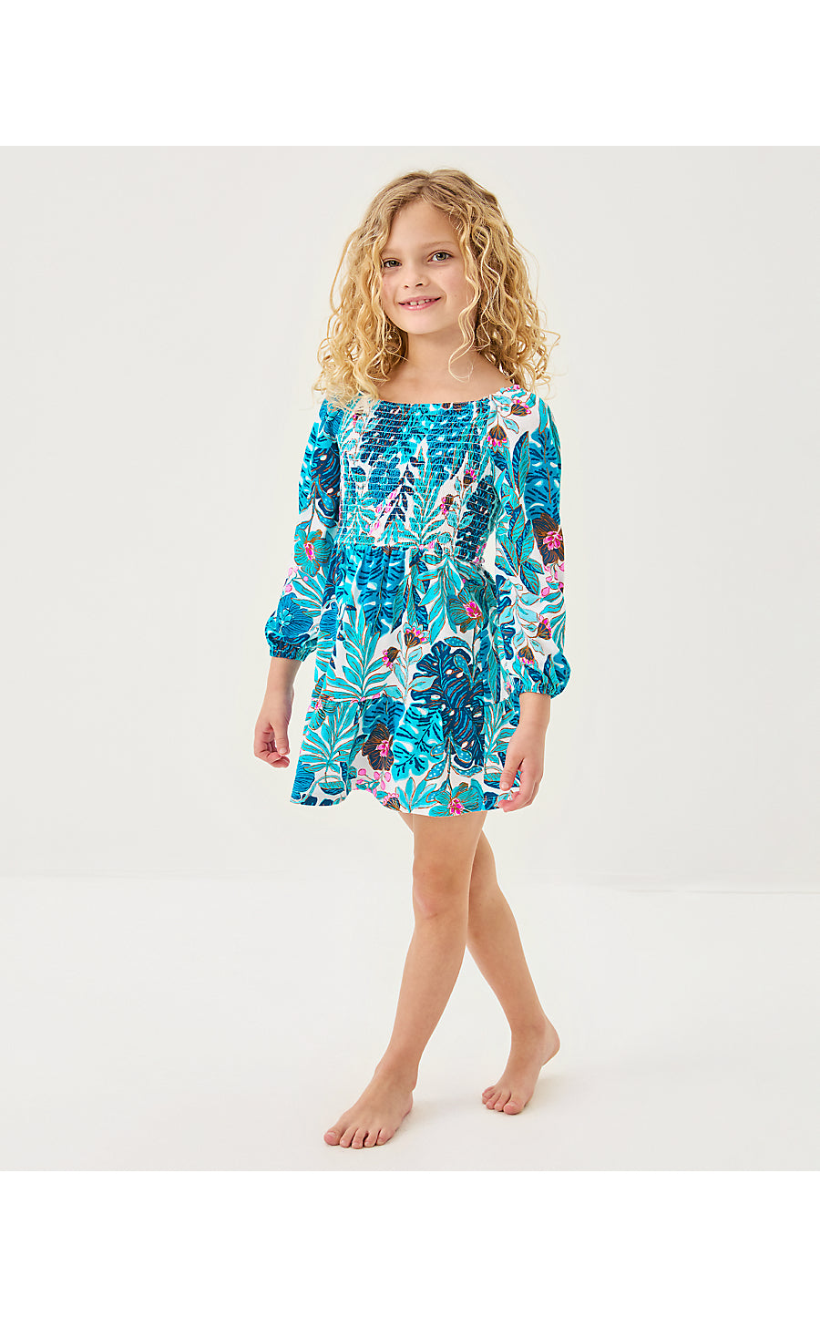 MINI JILLY LONG SLEEVED D - BREEZY AQUA - BEST FRONDS FOREVER