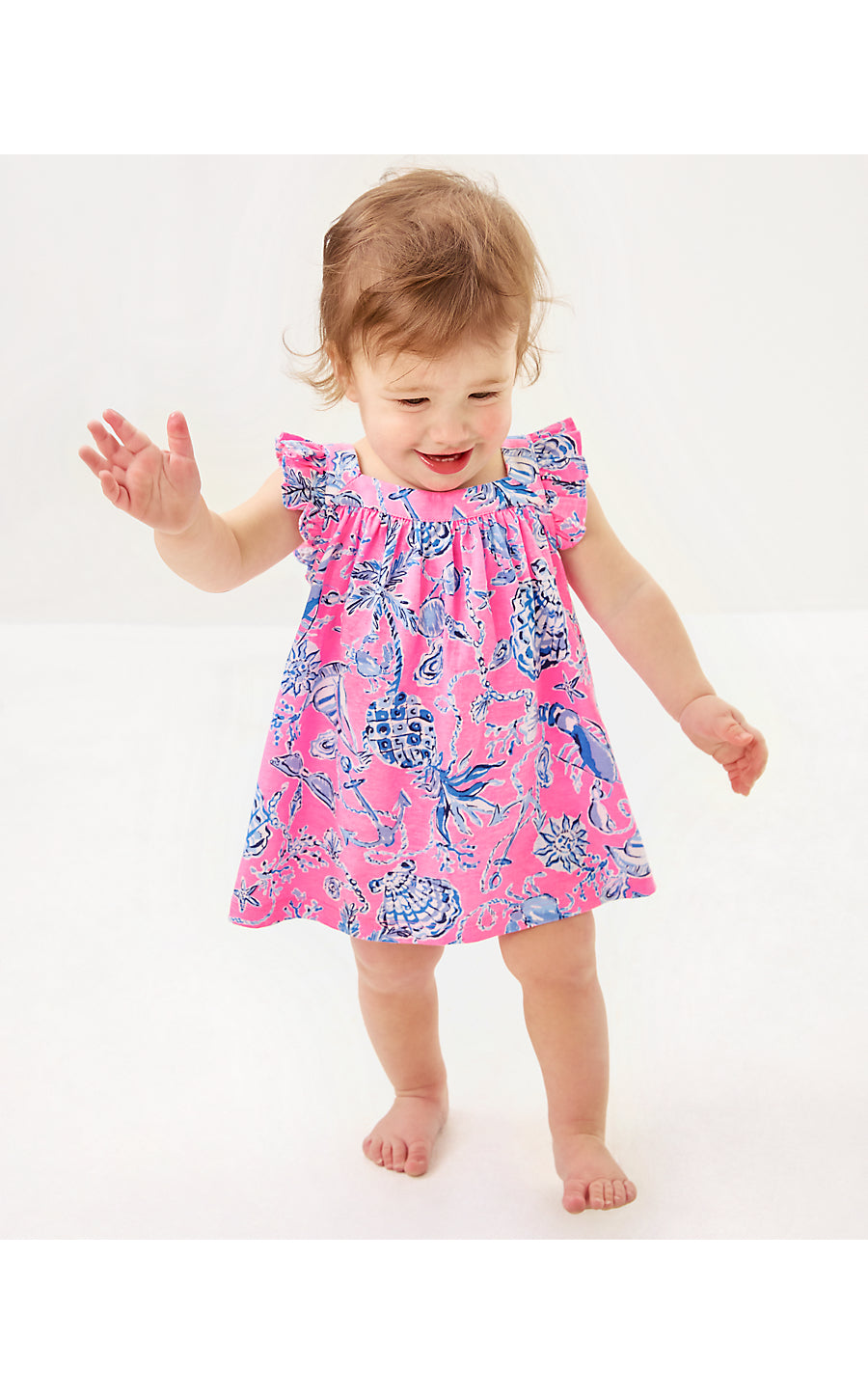 PLUMERIA INFANT DRESS - ROUSSEAU PINK - BAREFOOT BEACHCOMBERS