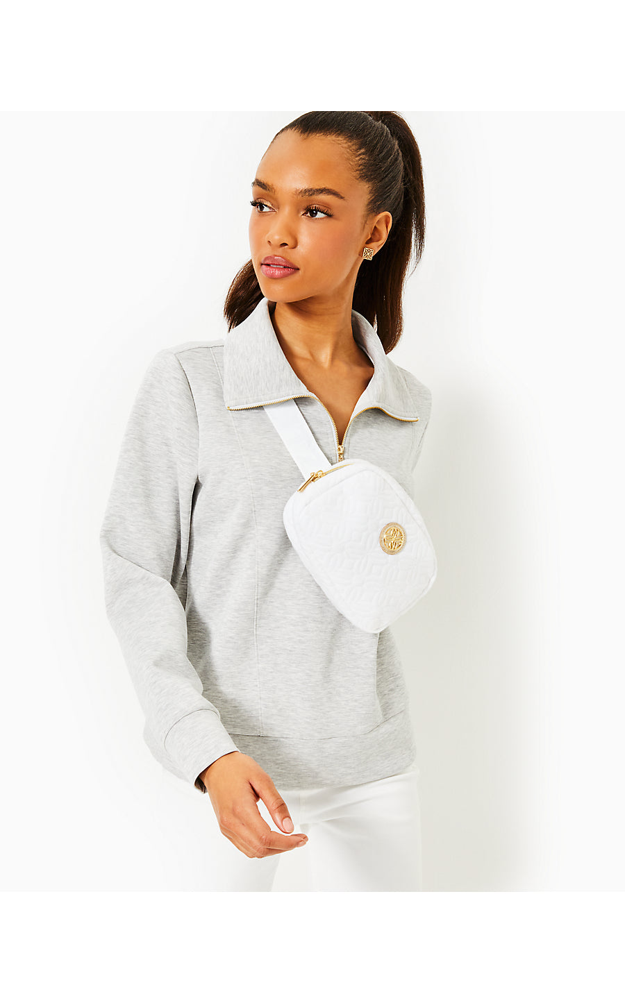 ELENI UPF 50+ PULLOVER - HEATHERED PEBBLE BEACH