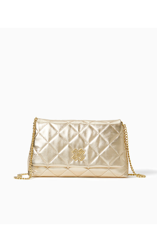 MATEA QUILTED LEATHER CLUTCH -GOLD METALLIC