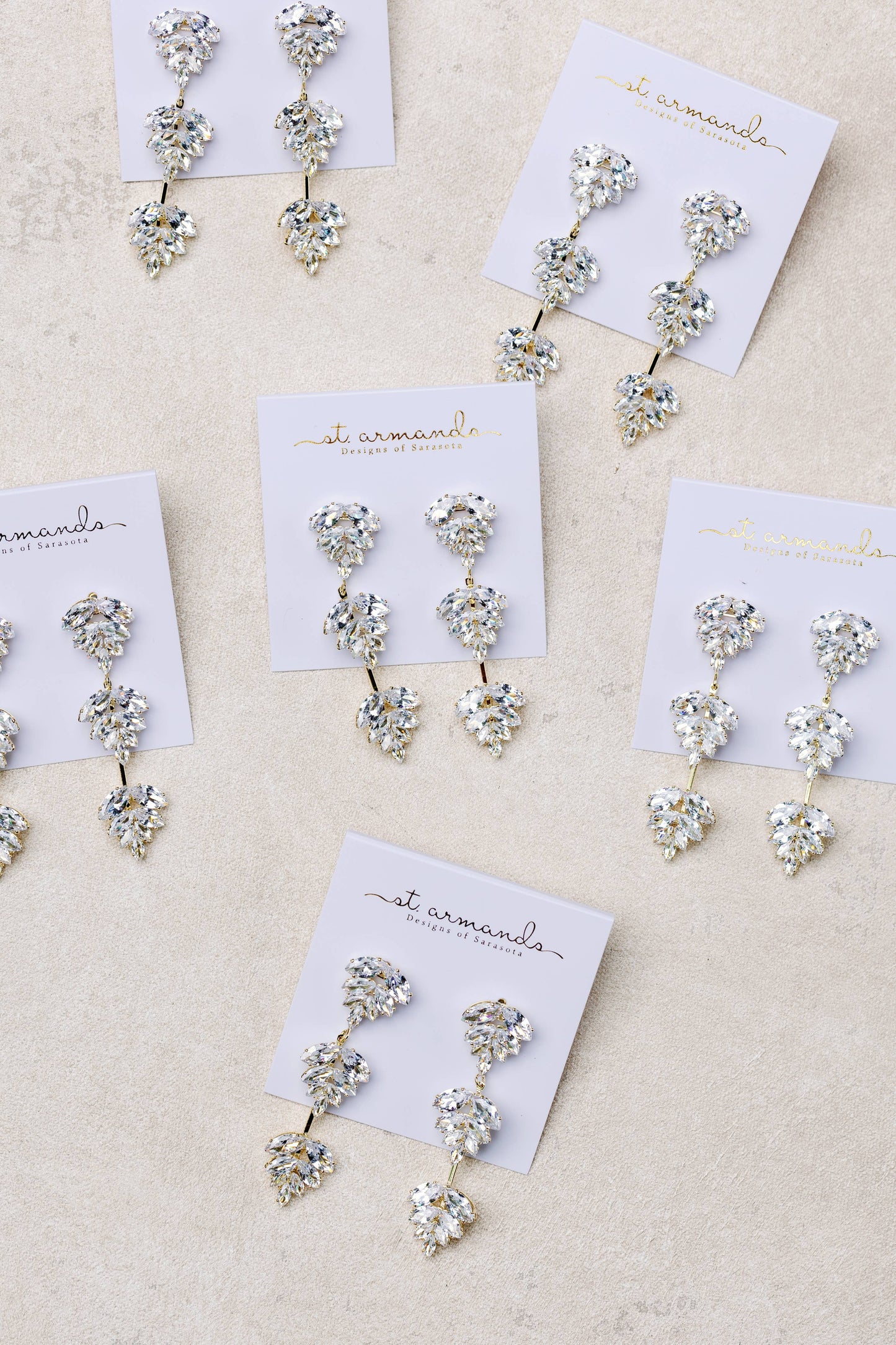 St Armands Designs of Sarasota - Gold Palm Diamond Drop Earrings