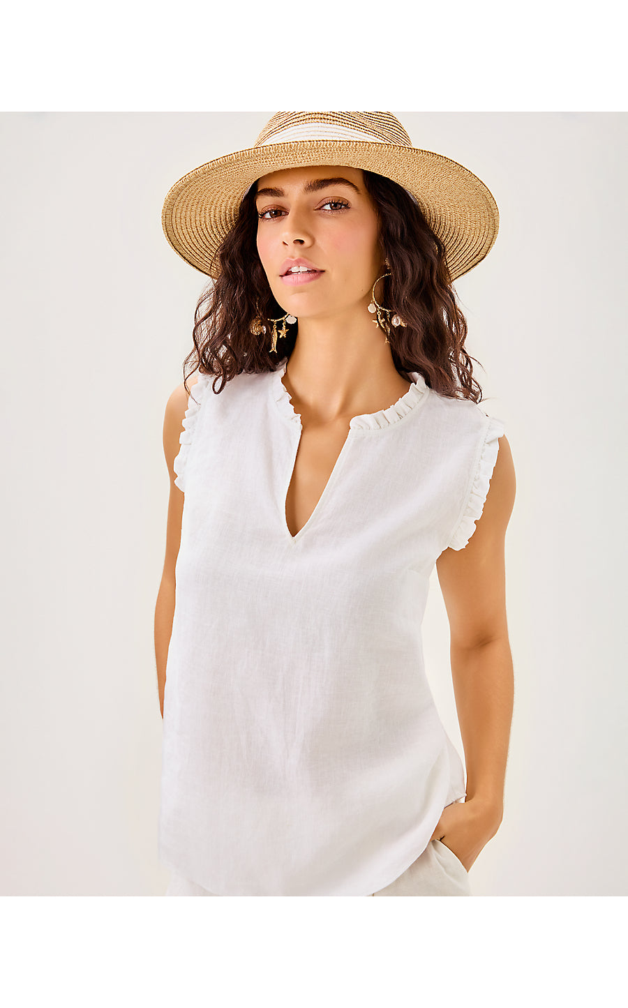 KAVALLA SLEEVELESS RUFFLE - RESORT WHITE