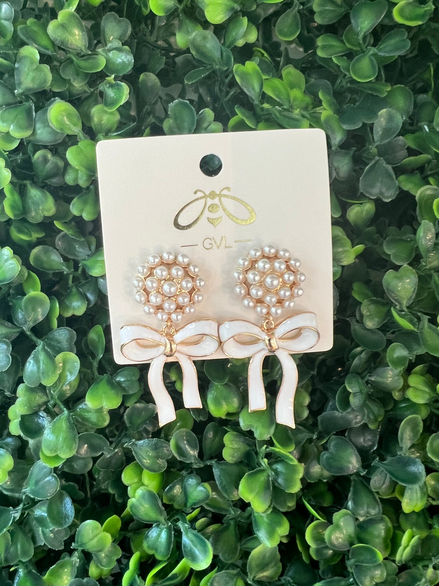 PEARL BOW DROP EARRINGS