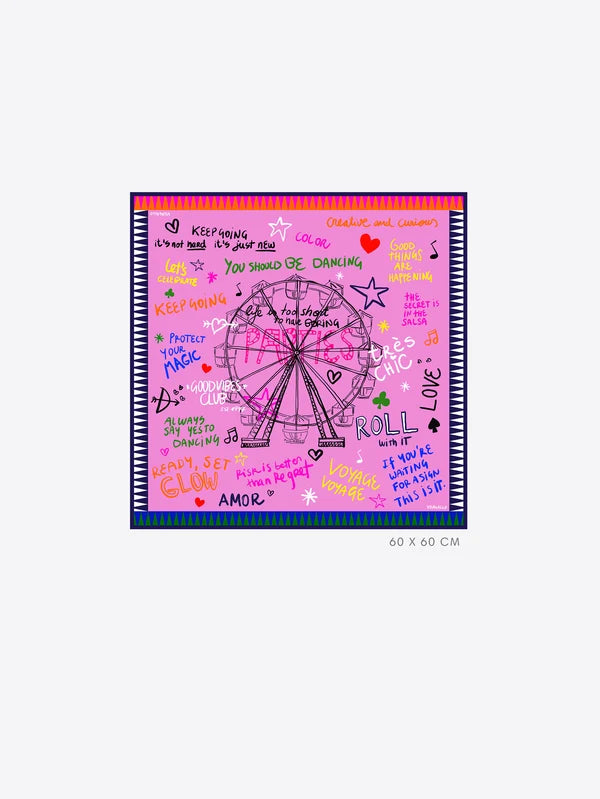 Silk Scarf - Ferris Wheel Pink