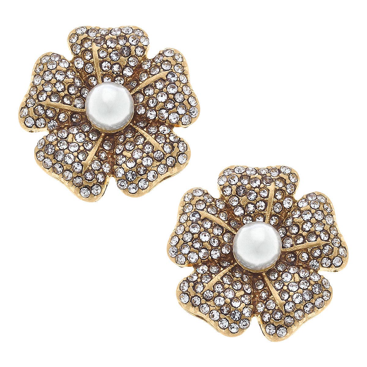 Gabbi Pavé Flower - Worn Gold