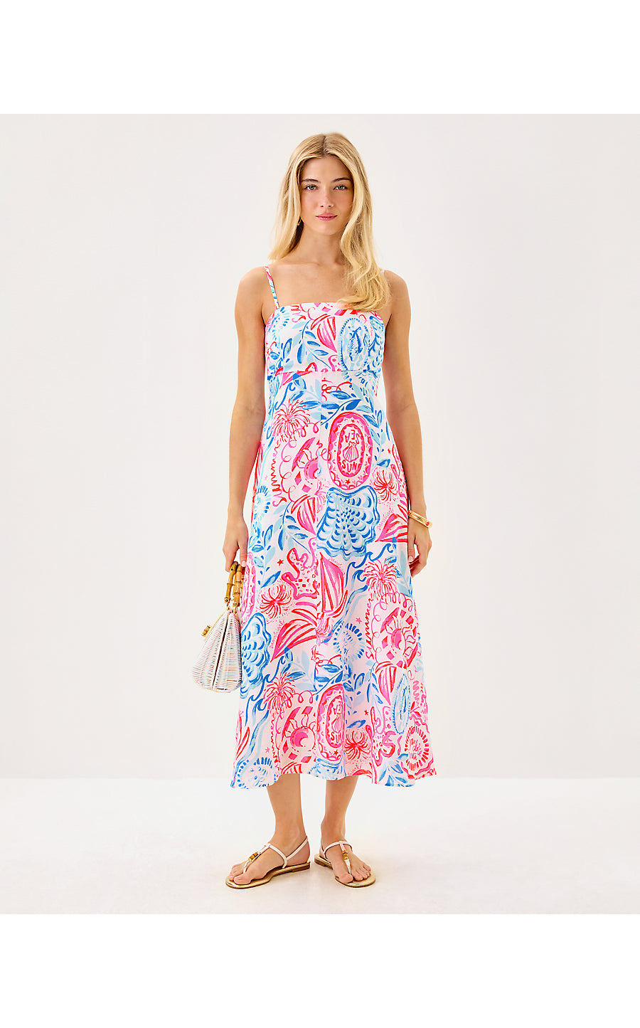 JORGIAN LINEN MIDI DRESS - RESORT WHITE - SUN SEA SAND