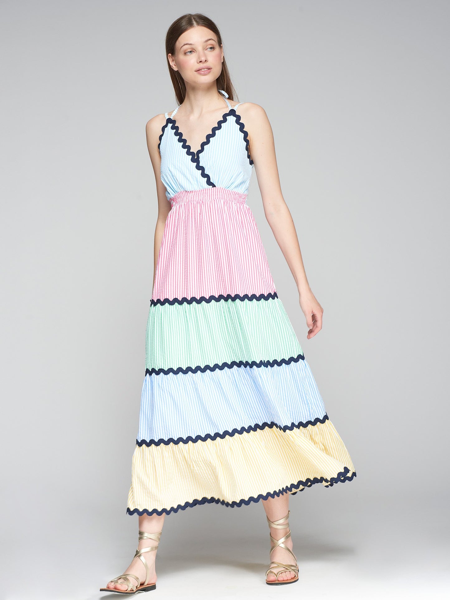 KALLY DRESS - RAYAS AZUL