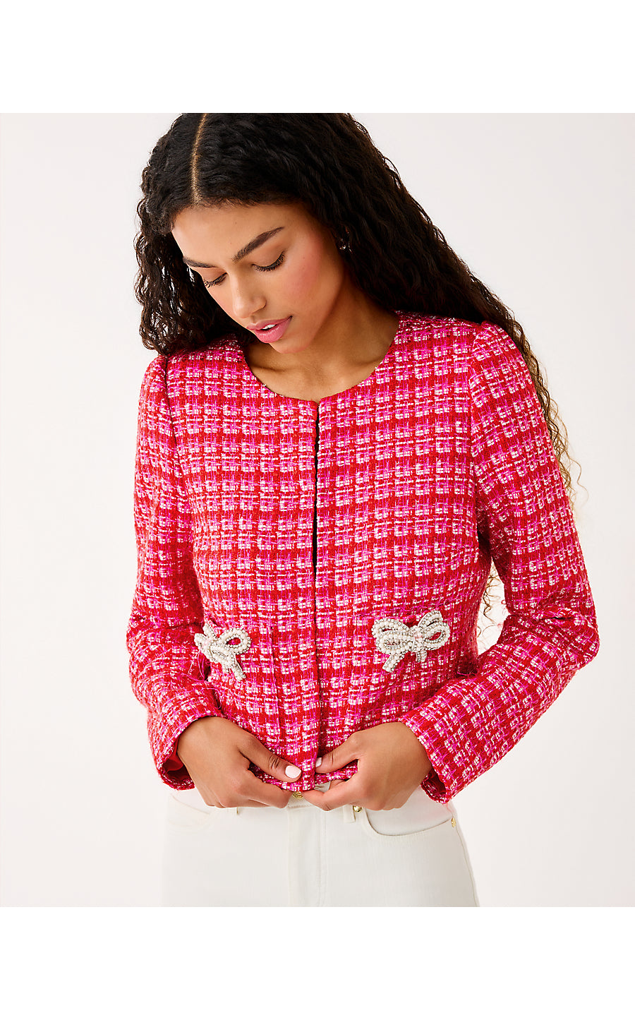 KIMIA BOUCLE JACKET - CRANBERRY RED - FIESTA BOUCLE