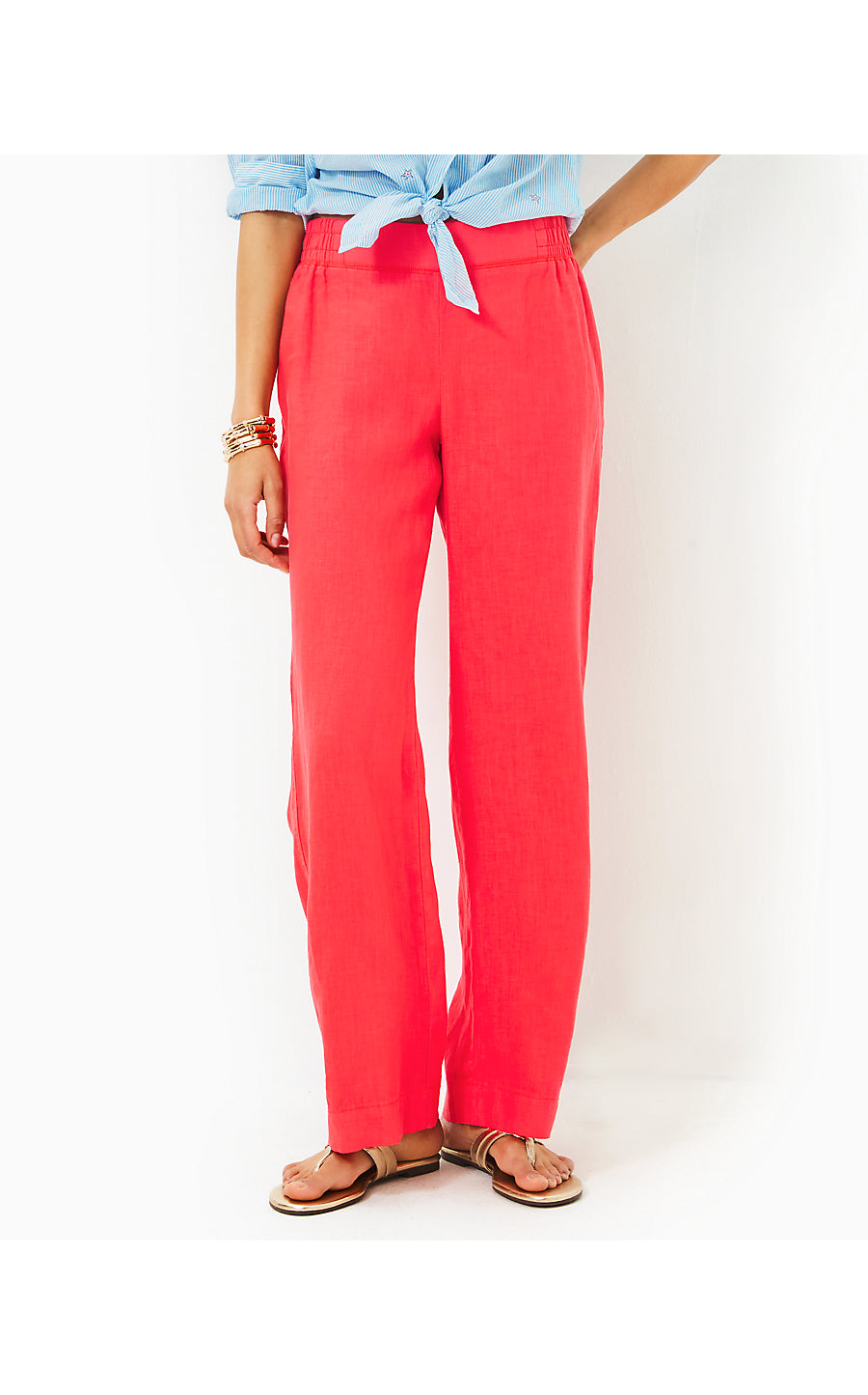 DERI LINEN PALAZZO - MIZNER RED