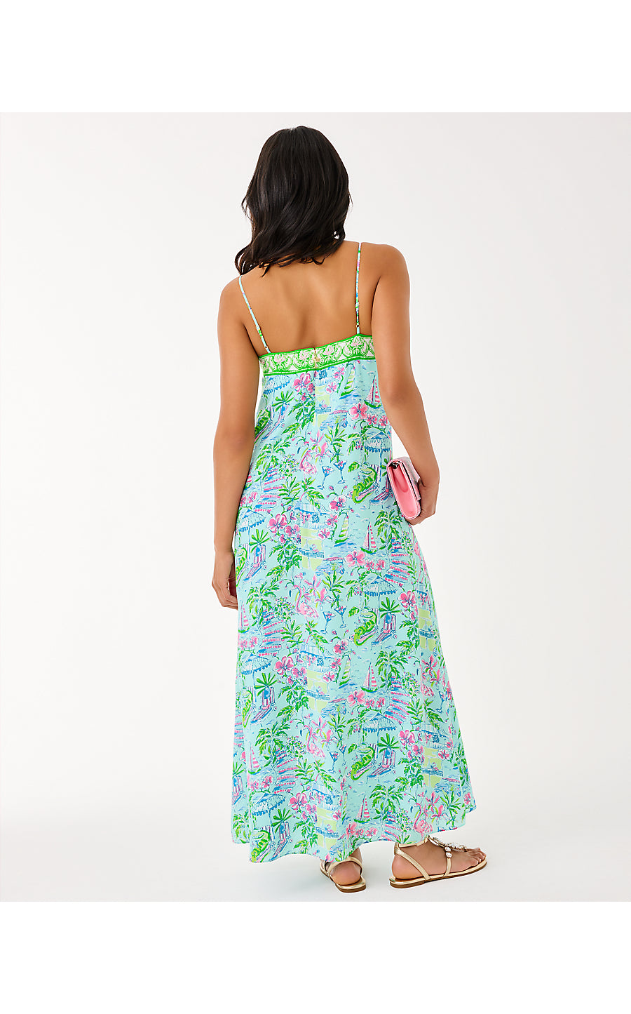 AMALFI SILK MAXI DRESS - SALT POND BLUE - SUNNY DEE ENGINEERED WOVEN MAXI