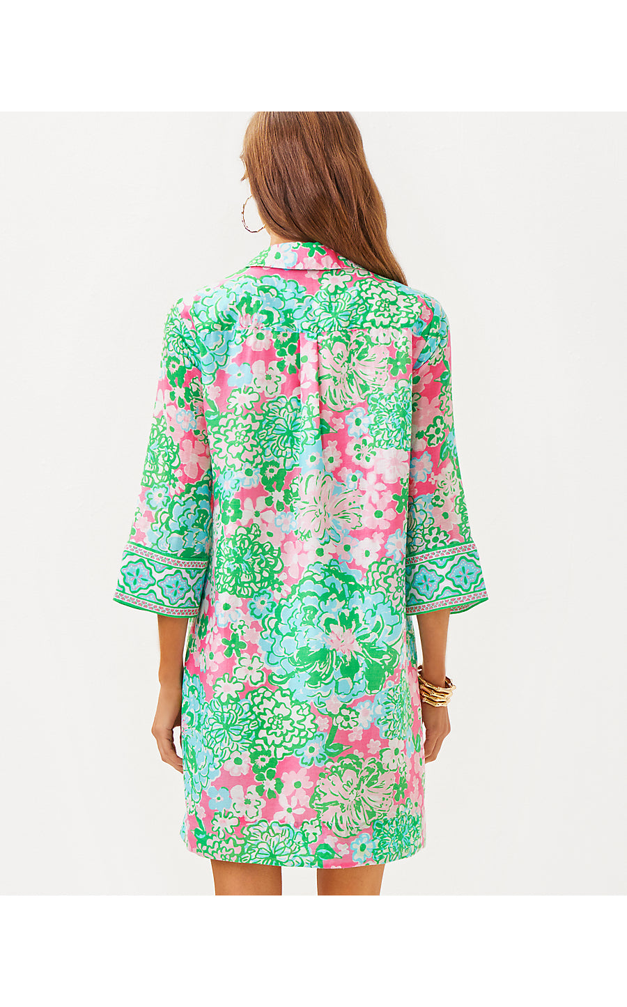 DAPHNIE TUNIC DRESS - MULTI - PLUMES IN BLOOM ENGINEERED WOVEN DRESS